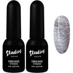 DIDIER LAB Premium Fiberglas Gel Nägel Base Strong - Klar Base Coat UV Gel - Stärkt dünne beschädigte Nägel - Für langanhaltenden Gellack - 2x8 ml