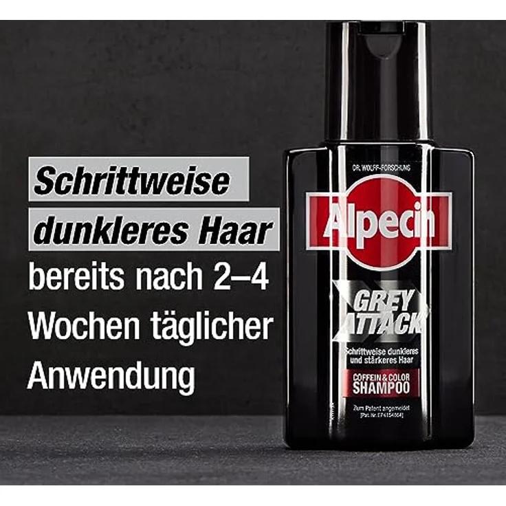 Alpecin Grey Attack Coffein & Color Shampoo - 1 x 200 ml - Graduelle Haarverdunkelung | Erblich bedingtem Haarausfall wird vorgebeugt – Bild 3