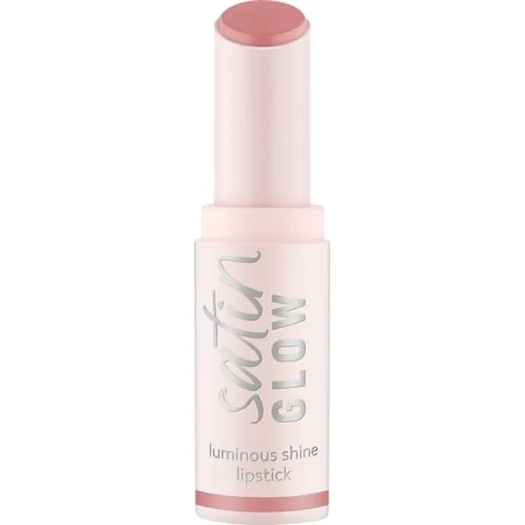 essence satin GLOW cremiger Lippenstift, Satin-Finish in Farbton 02 Blushin It, 3.5 g, hochpigmentierte, vegan und glutenfreie Formel