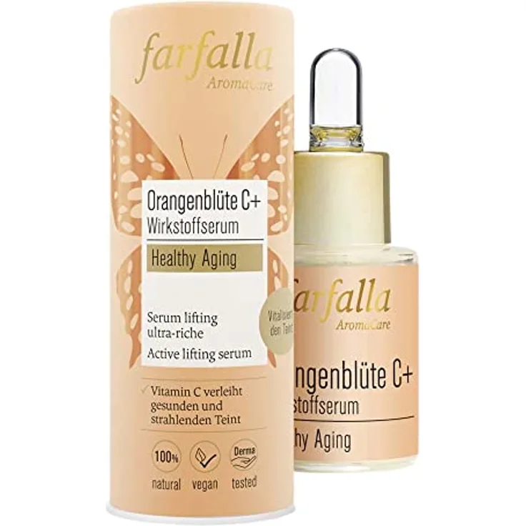 Farfalla Orangenblüte Orangenblüte C+ Wirkstoffserum 15 ml, Intensiv feuchtigkeitsspendend mit Vitamin C, Naturkosmetik, vegan
