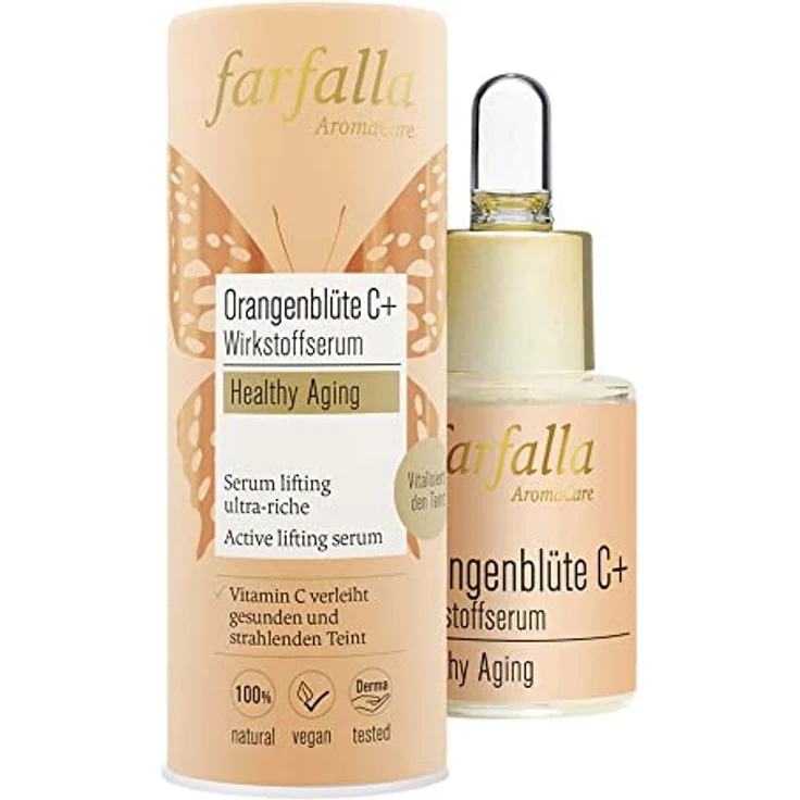 Farfalla Orangenblüte Orangenblüte C+ Wirkstoffserum 15 ml, Intensiv feuchtigkeitsspendend mit Vitamin C, Naturkosmetik, vegan