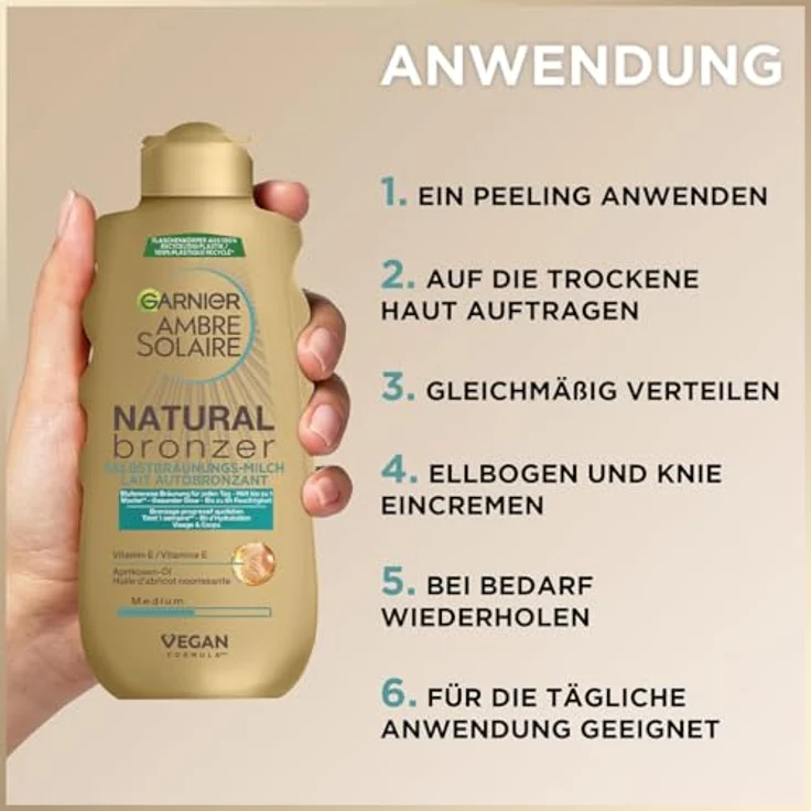 Garnier Ambre Solaire Natural Bronzer Selbstbräunungslotion, langanhaltend und flexibel in der Anwendung – Bild 2