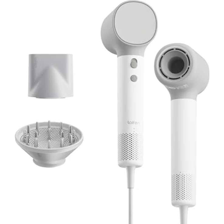 Laifen Neo Haartrockner mit 110.000 U/Min Bürstenlosem Motor, 200 Mio. Negative Ionen, 2 Magnetische Düsen, Ultraleichtes Design, Weiß – Bild 1