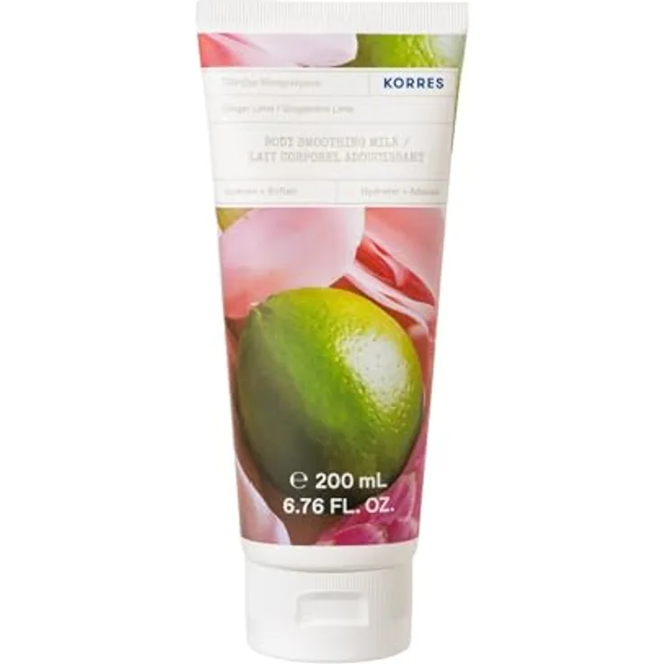 KORRES Ginger Lime Körpermilch, 200 ml, feuchtigkeitsspendend mit Mandelöl und Aloe, Duft von Ingwer und Limette