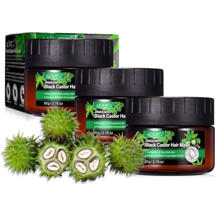 P-Beauty Rizinus - Black Castor Haarmaske, 3x60g, intensive Haarkur für trockenes, krauses & gefärbtes Haar, fördert Haarwachstum & Feuchtigkeit, Bio Rizinusöl vegan – Bild 1