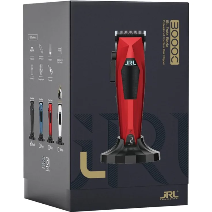 JRL 3000C Hair Clipper, kabelloser Haarschneider mit Fade Blade, bürstenlosem Hochleistungsmotor, 6 Aufsteckkämmen und Ladedock, schwarz