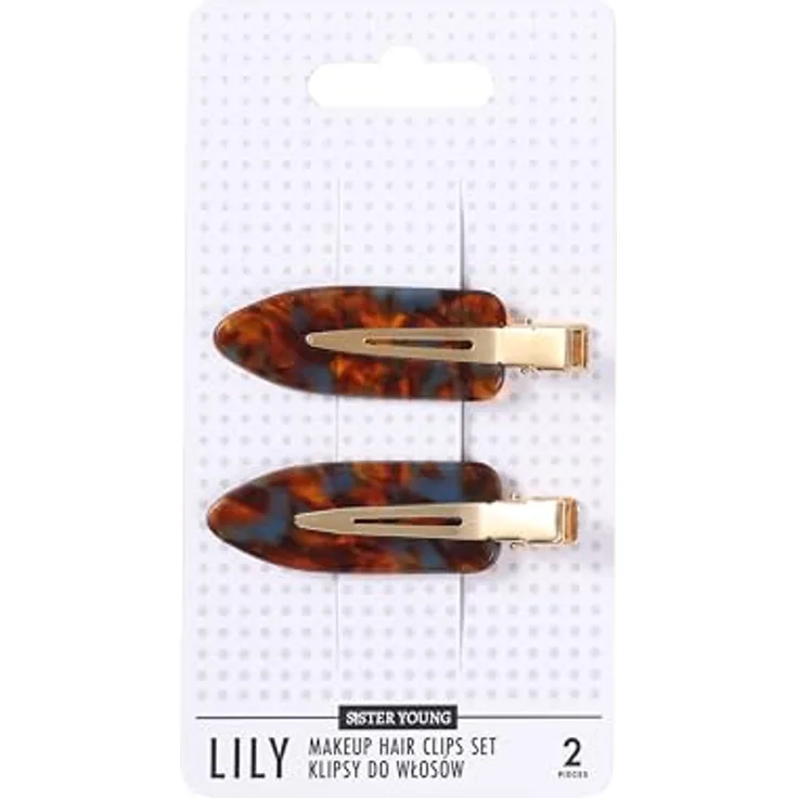 SISTER YOUNG – LILY Make-up Haarclips Set, 2 Stück, rutschfeste, faltensichere Haarspangen für Pflege & Styling, elegant, sanft zum Haar, BLUE COFFEE