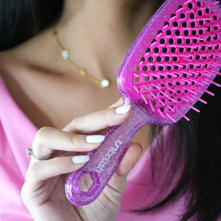 UNbrush Glitter Collection Detangling Hair Brush, Rose Quartz Haarbürste mit 105 sanften Borsten für nasses und trockenes Haar, Unisex – Bild 9