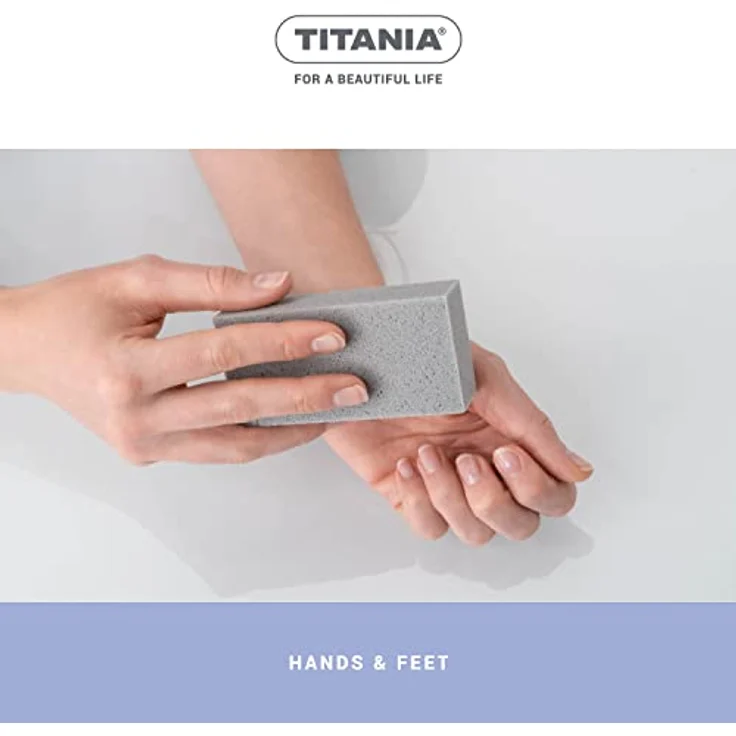 TITANIA Bimsschwamm eckig, hygienischer Hornhautentferner für Hand- & Fußpflege, grau, Made in Germany – Bild 5