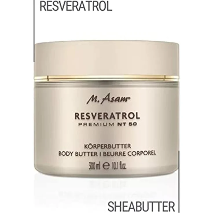 M. Asam Resveratrol Premium NT50 Körperbutter (300ml) - Reichhaltige Körperbutter für spürbar glatte & strahlende Haut, Body Butter für normale & sehr trockene Haut – Bild 3