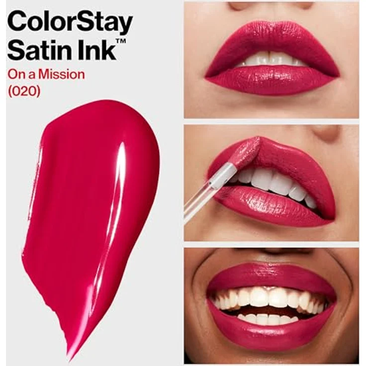 Revlon ColorStay Satin-Tinte, Flüssiger Lippenstift in 020 On a Mission, langanhaltend, reichhaltige Lippenfarben, 0,5 ml – Bild 2