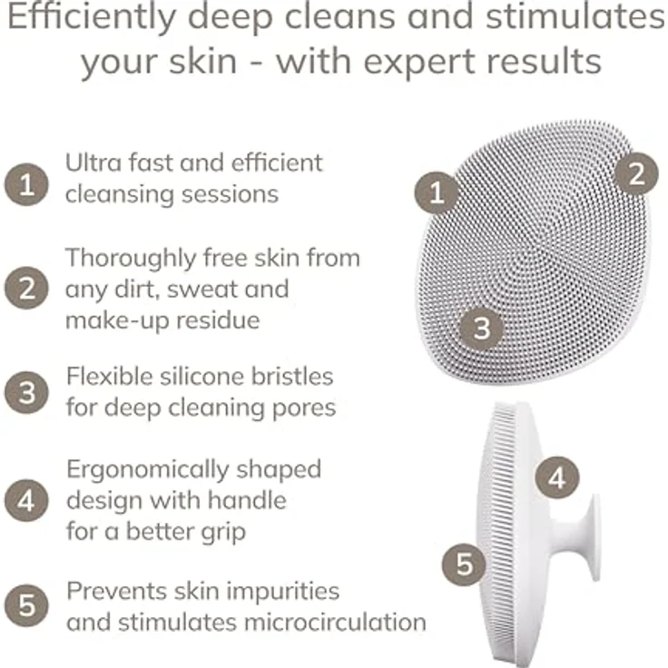 GESKE SmartAppGuided™ Facial Brush 4 in 1, Gesichtsreinigungsbürste mit weicher Silikonbürste und praktischem Griff, professionelle Hautreinigung, inklusive App zur individuellen Skincare Routine – Bild 2