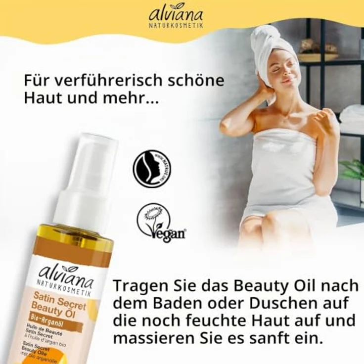 Alviana Satin Secret Beauty Öl Bio-Arganöl (100 ml) – Bild 3