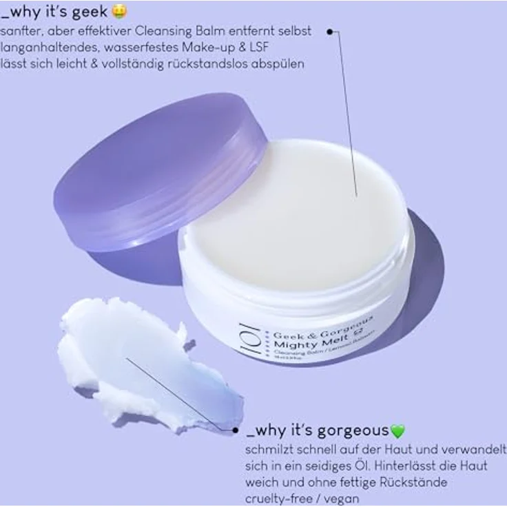 Geek & Gorgeous Mighty Melt Cleansing Balm - Sanfter Reinigungsbalsam für das Gesicht, für alle Hauttypen, inkl. sensible Haut, mit milden Tensiden, 98 ml Dose – Bild 4