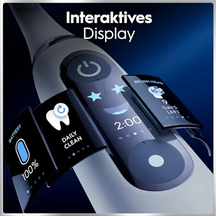 Braun Oral-B iO Series 6 Plus Edition, elektrische Zahnbürste mit 5 Reinigungsmodi, graue Ausführung, inklusive 3 Aufsteckbürsten und Reiseetui – Bild 11
