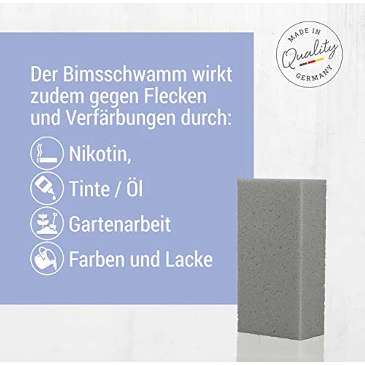 TITANIA Bimsschwamm eckig, hygienischer Hornhautentferner für Hand- & Fußpflege, grau, Made in Germany – Bild 4