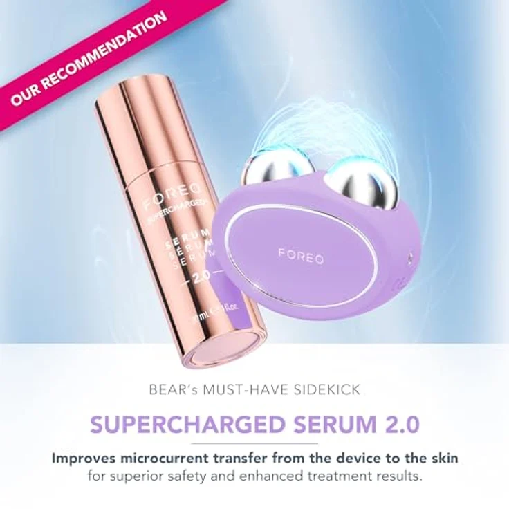 FOREO BEAR 2 Gesichtsmassagegerät mit Mikrostrom, Anti-Aging & Face Lifting, 4 Mikroström-Einstellungen, Lavendel – Bild 4