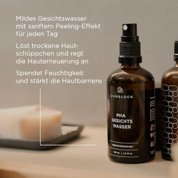 JUNGLÜCK PHA Gesichtswasser, Vegan, Milder Spray Toner mit Peeling-Effekt, Klärt porentief für empfindliche Haut – Bild 2