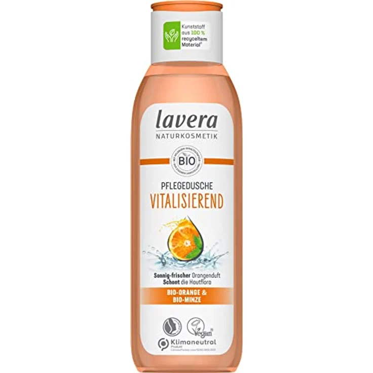 lavera Pflegedusche Vitalisierend - Bio-Orange & Bio-Minze - Naturkosmetik - vegan - Duschgel - pH-hautneutral - reinigt besonders sanft - 1 x 250 ml – Bild 1