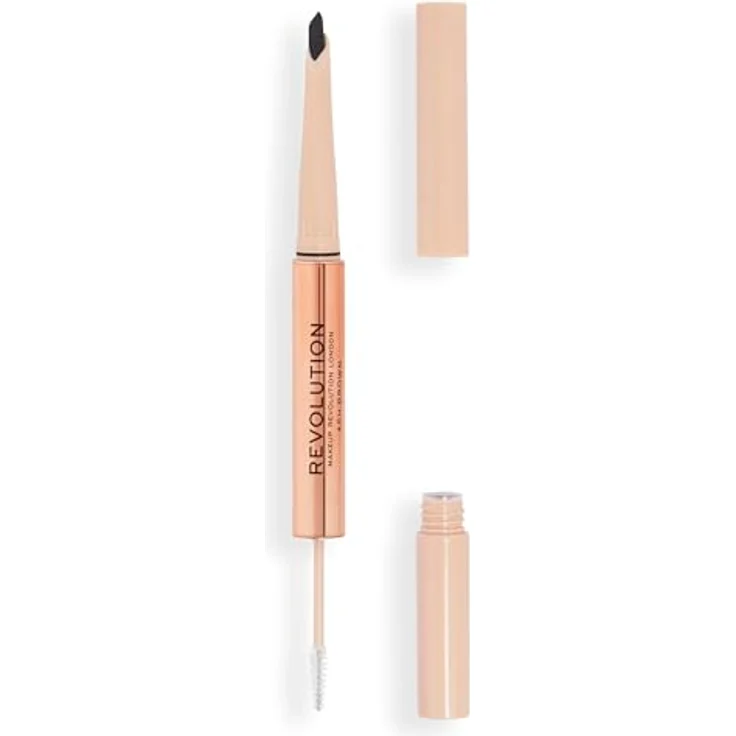 Makeup Revolution Fluffy Brow Filter Duo, beidseitiger Augenbrauenstift für Fixation und Form, Farbton Ash Brown, 0.12 g – Bild 1
