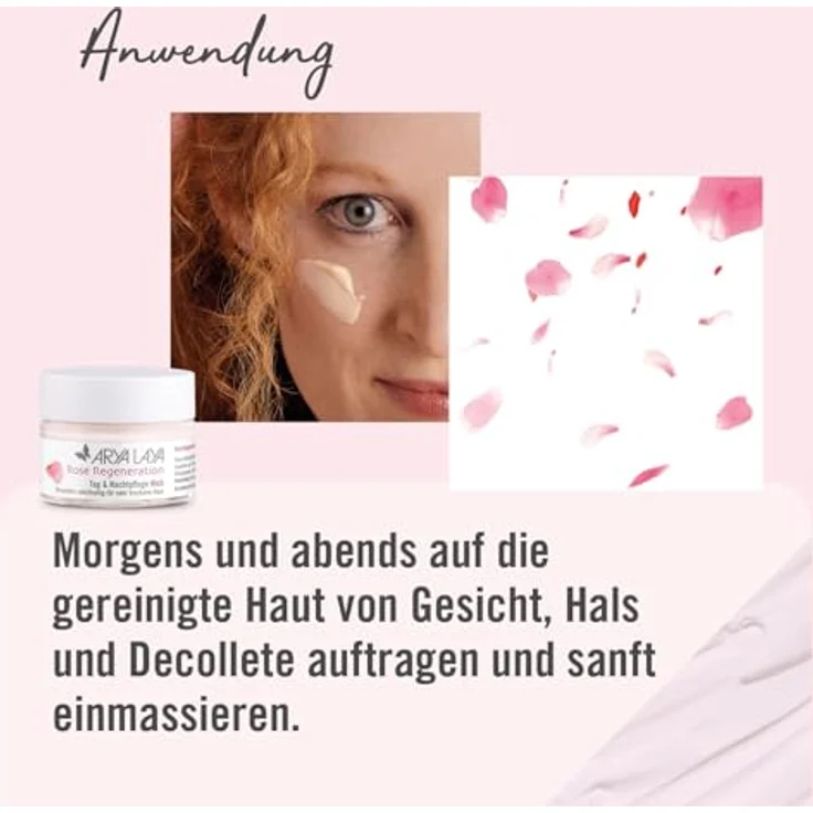ARYA LAYA Rose Regeneration Tag & Nachtpflege RICH, 50 ml – Anti-Aging Creme mit Rosenblütenöl, ideal für sehr trockene Haut und Couperose, vegan – Bild 5