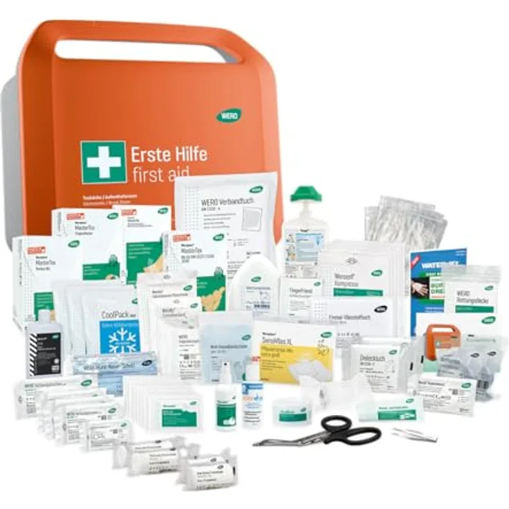 WERO Erste-Hilfe-Koffer Smart Case groß DIN 13157 - kompakt, robust, staub- & spritzwassergeschützt, mit Farbleitsystem und Wandhalterung