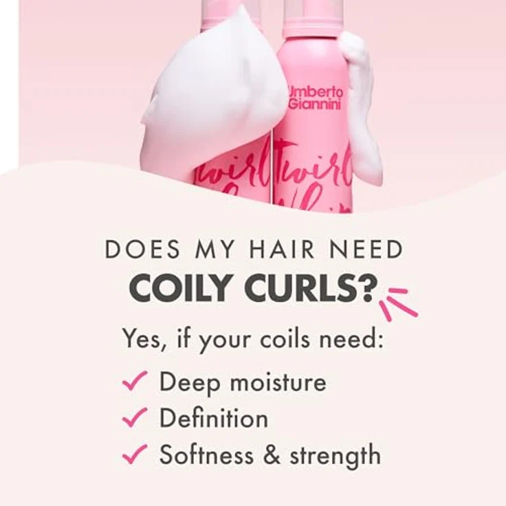 Umberto Giannini Coily Curls Twirl Whip, leichtes Styling-Mousse für definierte Locken mit Argan- und Avocadoöl, 200 ml – Bild 4