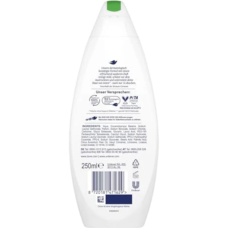 Dove Pflegedusche Fresh Care, Duschgel mit 0% Sulfat, 250ml, für trockene Haut – Bild 3
