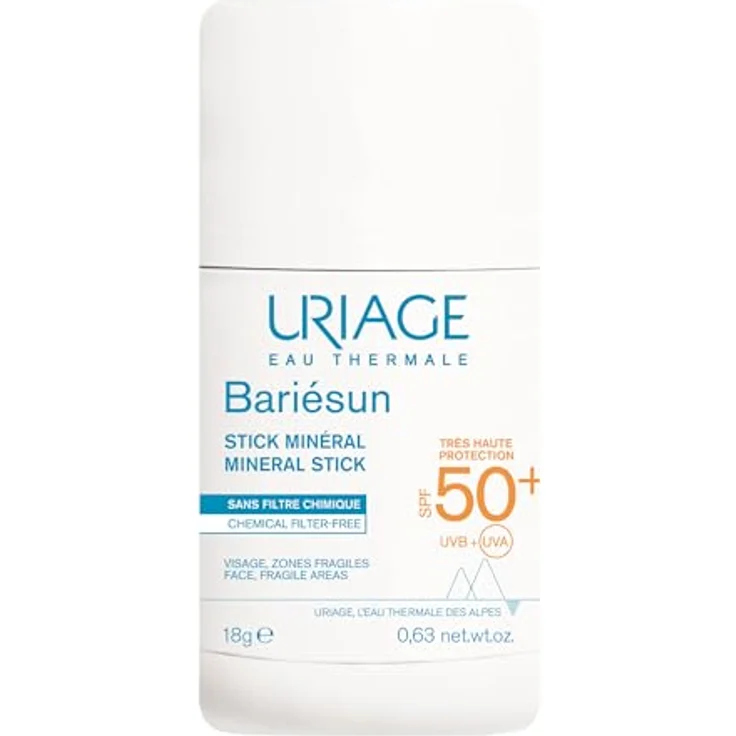 Uriage Bariésun Mineral Stick SPF 50+, Sonnenschutz für empfindliche Gesichtsstellen, 18 g, mineralische UV-Filter, schützend und pflegend – Bild 1