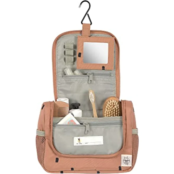 LÄSSIG Kinder Kulturtasche Waschbeutel Waschtasche Kulturbeutel zum Hängen, 20 cm/Mini Washbag Happy Prints Karamell – Bild 5