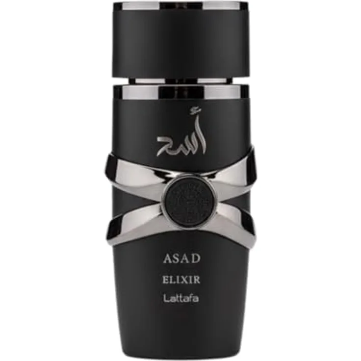 Lattafa Asad Elixir, Eau de Parfum, 100ml, schwarzes Parfüm mit luxuriösem Flakon und orientalischem Duftdesign