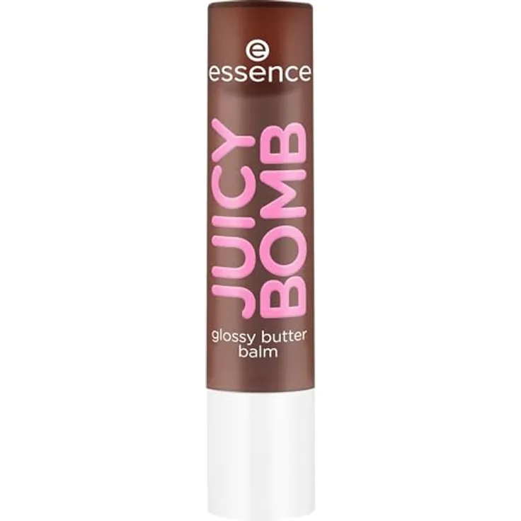 essence JUICY BOMB glossy butter balm, Lippenbalsam Nr. 05, vegan, glänzend, ohne Parabene, braun, 2.5g