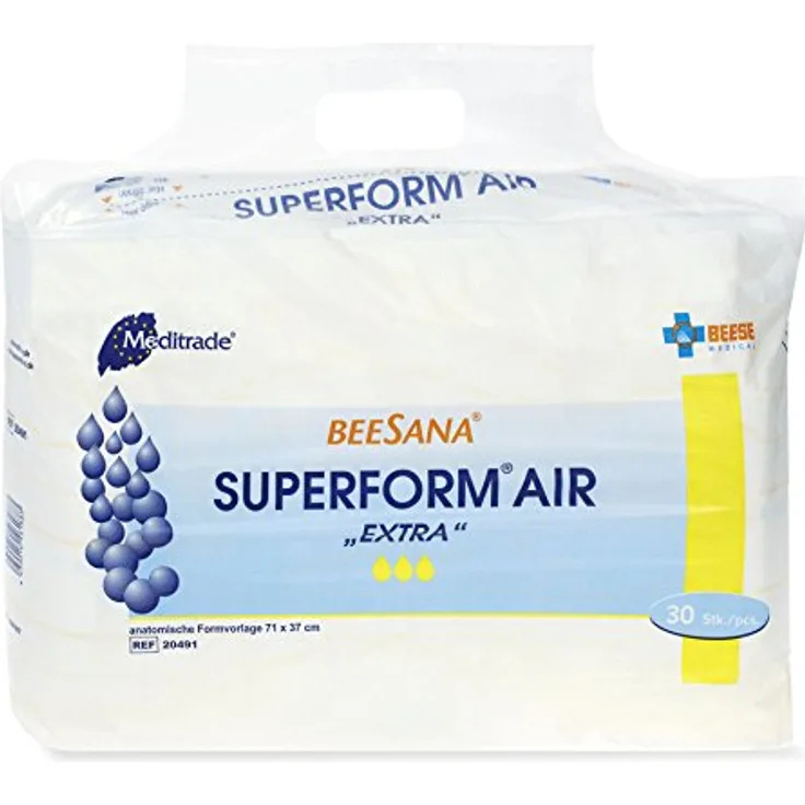 Meditrade Beesana Superform Extra Air, Inkontinenz-Einlagen 1er Pack (1 x 30 Stück) - Für Blasenschwäche, Auslaufbarriere, hohe Saugleistung 1400ml, Nässeindikator