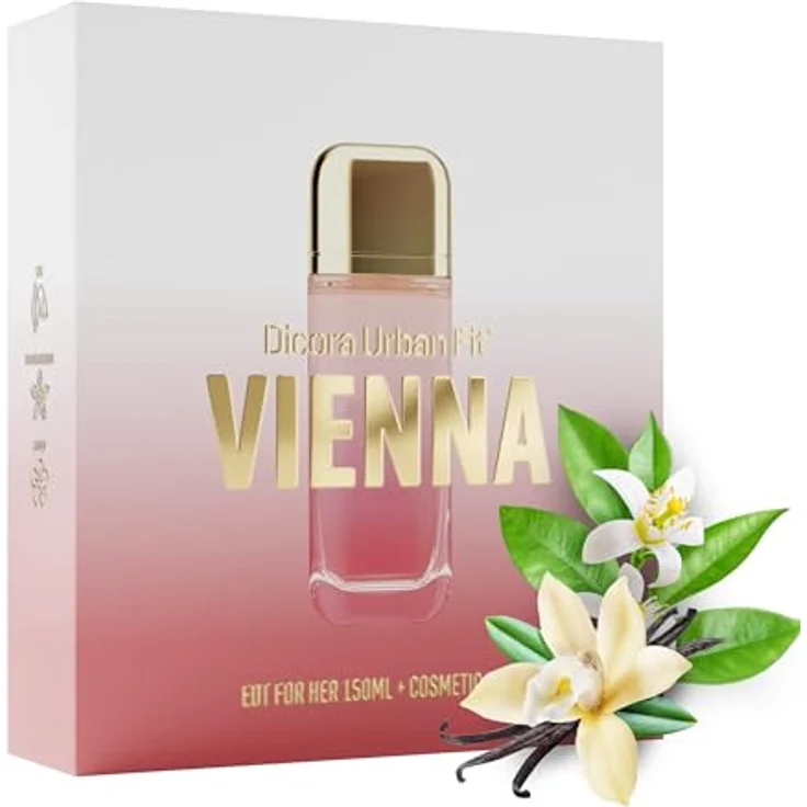 Dicora UrbanFit Vienna for Her, Damenparfüm EDT 150 ml, fruchtiger Gourmet-Duft mit Vanille und Haselnuss, inklusive Necessaire – Bild 1