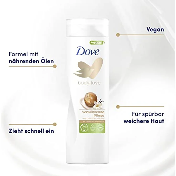 Dove Body Love Body Lotion Verwöhnende Pflege Körperlotion für trockene Haut mit Sheabutter und Vanilleduft 400 ml 1 Stück – Bild 3