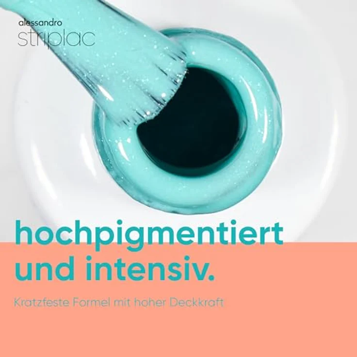alessandro Striplac UV-Nagellack Maledivia Shimmer, kratzfest & deckend bis zu 15 Tage, leichtes Auftragen, schonende Abziehtechnologie, vegan, blau, 6,5ml – Bild 3