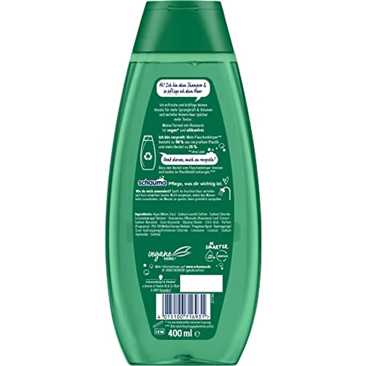 Schauma Volumen-Shampoo Fresh Volume (400 ml), Haarshampoo erfrischt und kräftigt den Haaransatz, Shampoo für feines und kraftloses Haar, mit Rosmarin – Bild 2