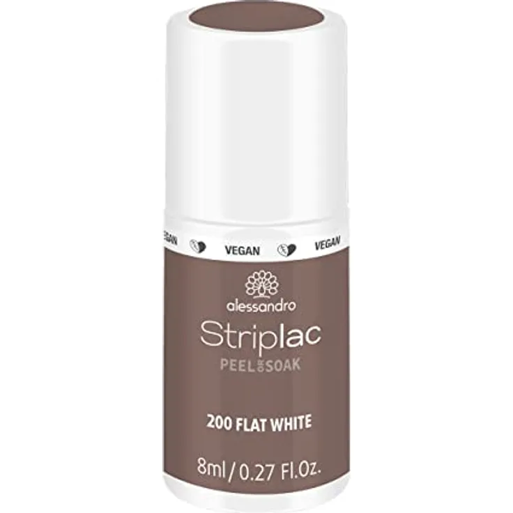 alessandro Striplac Peel or Soak Flat White -VEGAN - LED-Nagellack im mittleren Braunton – Für perfekte Nägel in 15 Minuten, 8ml