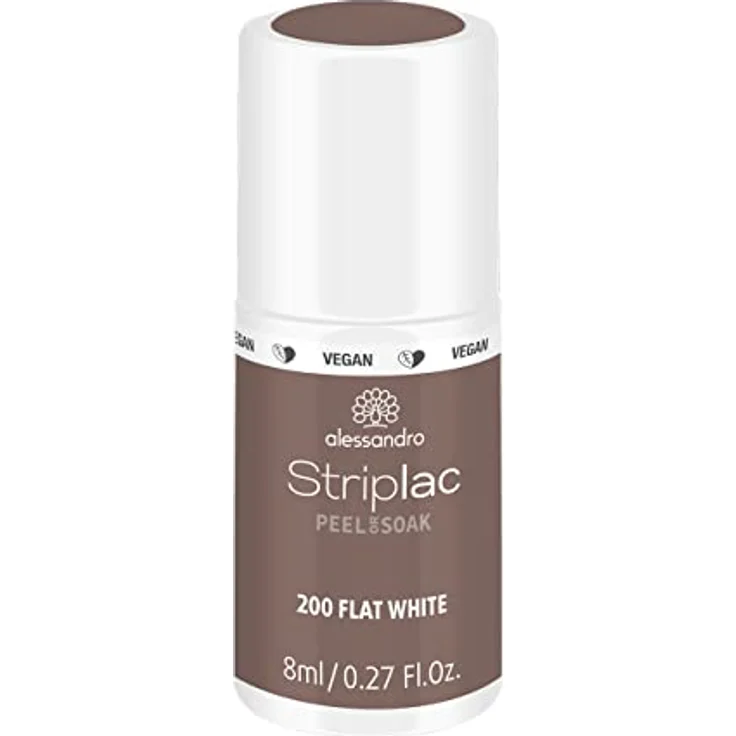 alessandro Striplac Peel or Soak Flat White -VEGAN - LED-Nagellack im mittleren Braunton – Für perfekte Nägel in 15 Minuten, 8ml – Bild 1