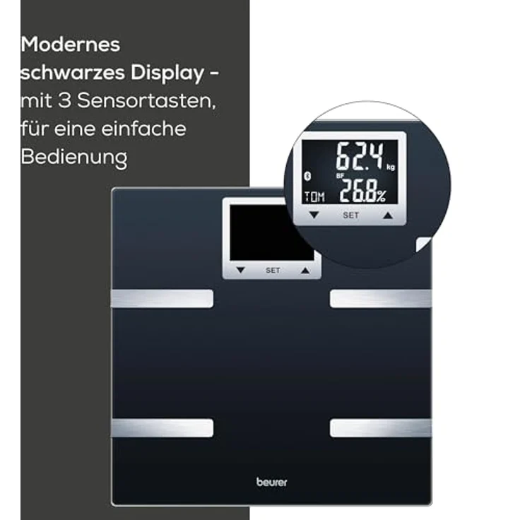 Beurer BF 720 Diagnosewaage mit Bluetooth, Verbindung zur Smartphone-App, Bestimmung von Körpergewicht, Körperfett, Muskelanteil und Kalorienbedarf AMR, BMR – Bild 5