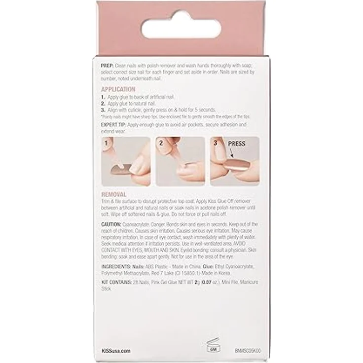 KISS Bare But Better Medium, künstliche Fingernägel 28 St., inklusive Kleber für langanhaltende Maniküre – Bild 3