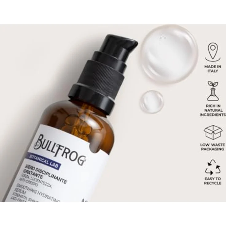 Bullfrog Feuchtigkeitsspendendes Disziplinierendes Serum für Haare und Bart, 96% natürliche Inhaltsstoffe, 75 ml, zähmt Frizz und verleiht Glanz – Bild 3