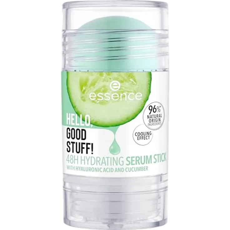 essence cosmetics HELLO, GOOD STUFF! 48H HYDRATING SERUM STICK, Transparent, feuchtigkeitsspendend, kühlend, erfrischend, vegan, ölfrei, ohne Parabene, ohne Mikroplastikpartikel, 30g