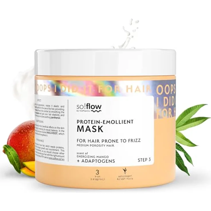 so!flow Medium Porosity Hair Protein-Emollient Mask, Intensive Haarmaske für strapaziertes Haar, 400 ml, mit Avocado- und Macadamiaöl