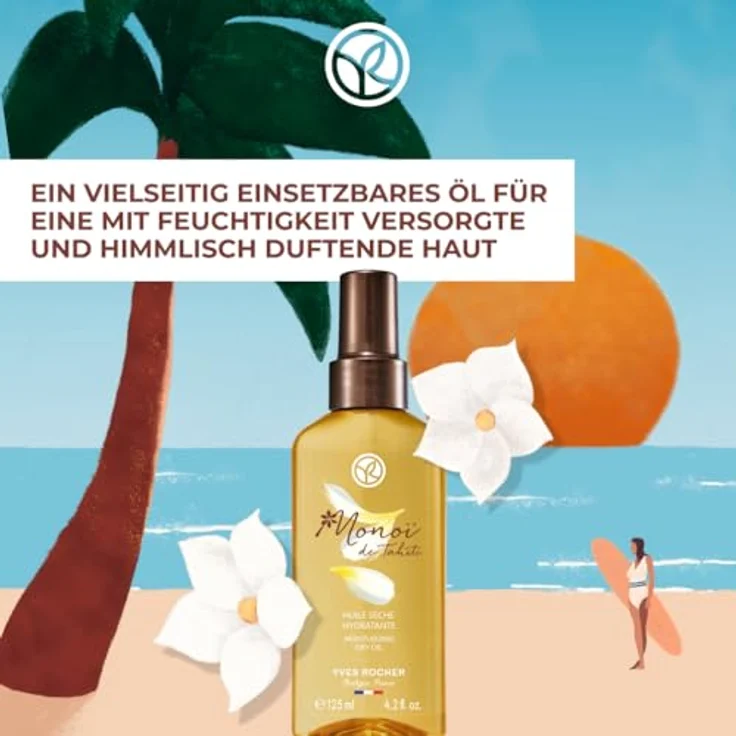 Yves Rocher Monoi de Tahiti, multifunktionales Trockenöl für Körper und Haar, 125 ml, nährt und regeneriert mit 98% natürlichen Inhaltsstoffen – Bild 2