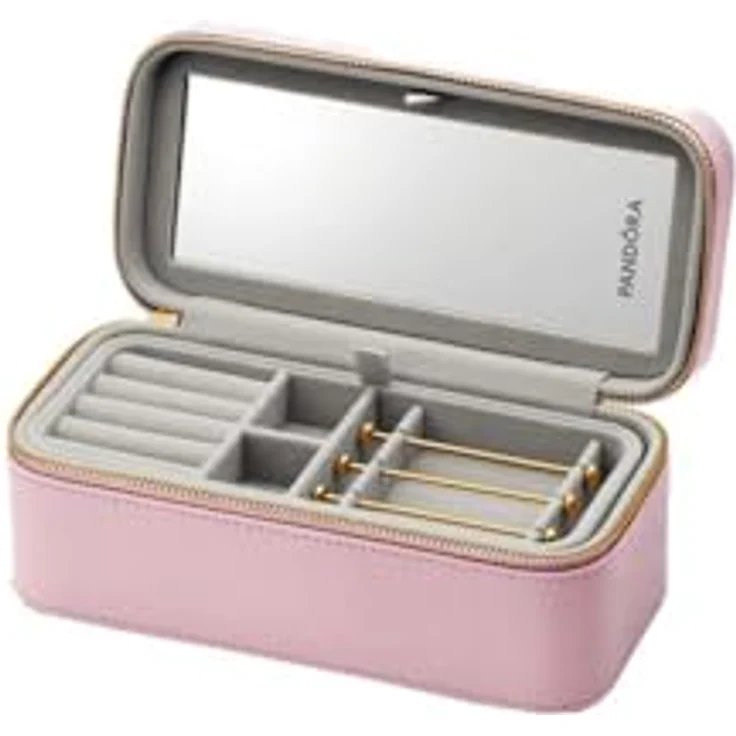PANDORA Schmuckkästchen für Damen, originelle Schmuckschatulle für Damen und Mädchen, für Reisen, Rosa – Bild 1