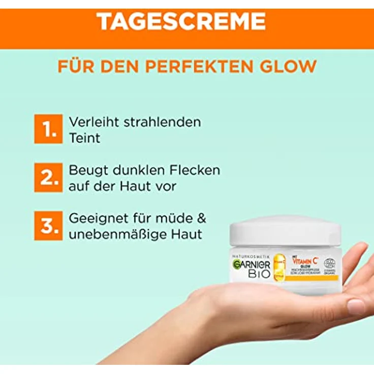 GARNIER BIO Vitamin C GLOW Feuchtigkeitspflege Gesichtscreme 50 ml – Bild 2