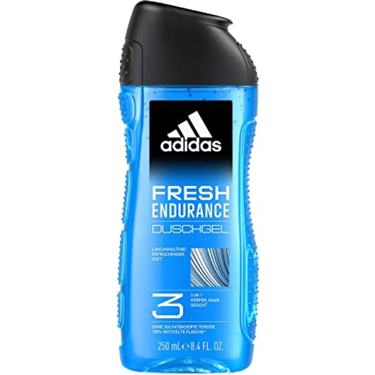 adidas 3in1 Fresh Endurance Duschgel, anregender Duft und langanhaltender Frische, 250 ml – Bild 1