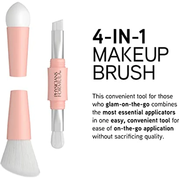 Physicians Formula, 4-in-1-Pinsel, Makeup-Pinsel für das Auftragen von Make-up für unterwegs, Lidschattenpinsel, Eyeliner-/Brauenpinsel, Bronzer-/Bürstenpinsel und Foundation-/Concealer-Schwämmchen - Preisvergleich – Bild 2