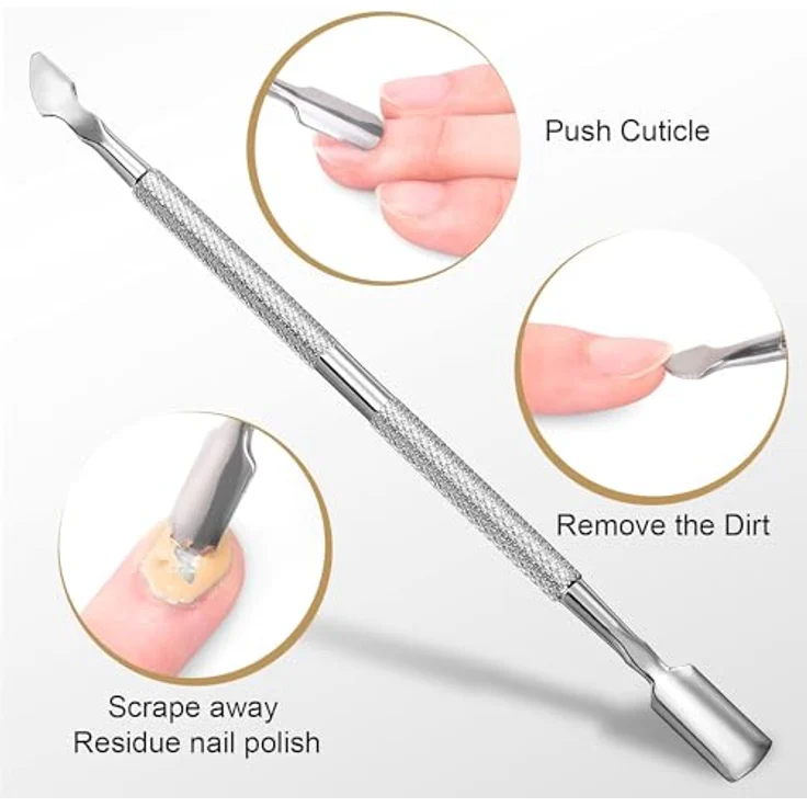 Easkep Nagelhautzange mit Nagelhautschieber, Edelstahl Nagelhautentferner Set, langlebig und ergonomisch, Silber – Bild 5